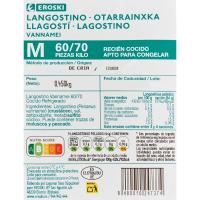 Langostino cocido calibre 60/70 EROSKI, bandeja 450 g
