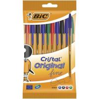 Bolígrafo Bic Cristal, punta fina, tinta de colores surtidos BIC, pack 10 uds Bolígrafo Bic Cristal, punta fina, tinta de colores surtidos BIC, pack 10 uds