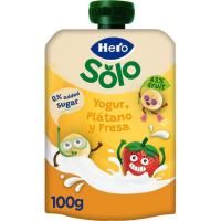 Bolsita de yogur-plátano-fresa HERO, doypack 100 g