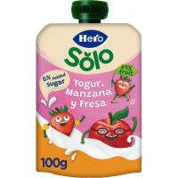 Bolsita de merienda de fresa y manzana HERO, doypack 100 g