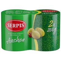 Aceitunas rellenas de anchoa SERPIS, pack 2x85 g