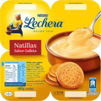Natillas sabor galleta LA LECHERA, pack 4x115 g