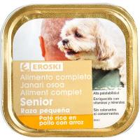 Paté de pollo para perro senior raza pequeña EROSKI, lata 150 g