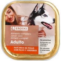 Paté de pollo para perro EROSKI, lata 300 g