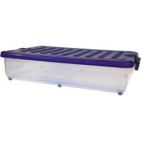 Caja de plástico bajocama con tapa y ruedas, DENOX, 60 litros, 790x495x185mm