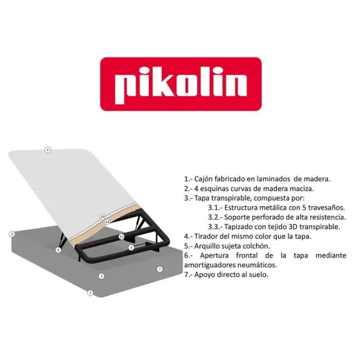 Canapé abatible madera al suelo 3D 135x190 Wengué PIKOLIN