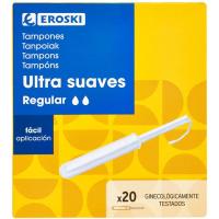 Tampón regular con aplicador EROSKI, caja 20 uds