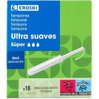 Tampón super con aplicador EROSKI, caja 18 unid.
