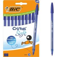 Bolígrafo Bic Cristal Soft, punta media, tinta azul BIC, pack 10 uds