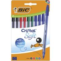 Bolígrafo Bic Cristal Soft punta media, tinta de colores surtidos BIC, pack 10 uds Bolígrafo Bic Cristal Soft punta media, tinta de colores surtidos BIC, pack 10 uds