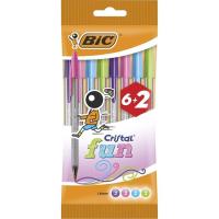 Bolígrafo punta ancha 1,6mm, colores surtidos, 6+2 Fun BIC CRISTAL, pack 8 uds