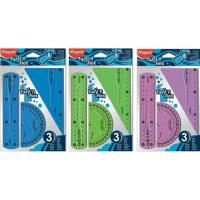 Juego de regla, cartabón y semicirculo, surtido Twist'n Flex MAPPED, pack 3 uds