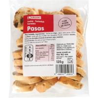 Chapatitas con pasas EROSKI, bolsa 125 g