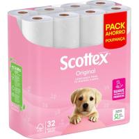 Papel higiénico original SCOTTEX, paquete 32 rollos