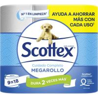 Papel higiénico SCOTTEX Megarollo, paquete 9 rollos