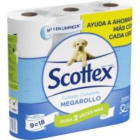 Papel higiénico SCOTTEX Megarollo, paquete 9 rollos