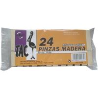 Pinza de madera para tender la ropa 75mm TARRES, paquete 24 uds