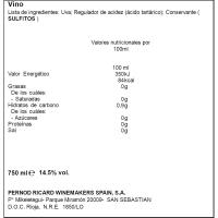 Vino Tinto Ecológico Rioja CAMPO VIEJO, botella 75 cl