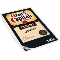 Queso curado GRAN CAPITAN, lonchas, bandeja 140 g Queso curado GRAN CAPITAN, lonchas, bandeja 140 g