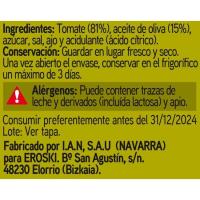 Tomate frito c/ aceite oliva tradicional EROSKI, frasco 300 g
