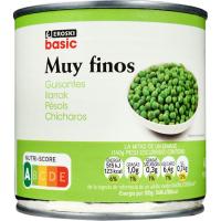 Guisante muy fino EROSKI BASIC, lata 280 g