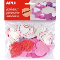 Corazones adhesivos de Goma Eva con Purpurina APLI, 52 uds