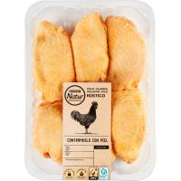 Contramuslos de pollo con piel EROSKI NATUR, bandeja aprox. 500 g