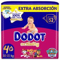 Pañal 10-15 kg Talla 4 Extra DODOT Activity, paquete 52 uds