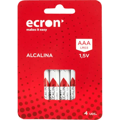 Pila alcalina LR03 (AAA) ECRON, pack 4 uds