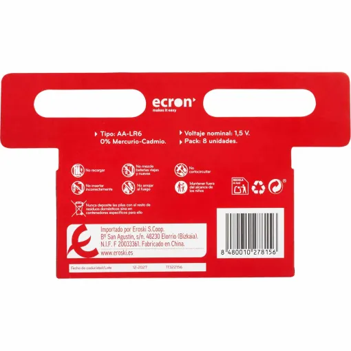 Pila alcalina LR06 (AA) ECRON, pack 8 uds