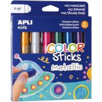 Témpera sólida Metallic Kids Stick 6 colores APLI
