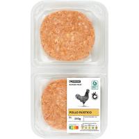 Hamburguesa de pollo rústico EROSKI Natur, 2 uds., bandeja 240 g