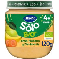 Tarito eco de pera-plátano-zanahoria HERO SÓLO BIO, tarro 120 g