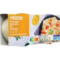 Pechuga de pollo en aceite EROSKI, pack 2x80 g