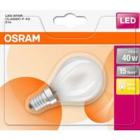 Bombilla Led esférica E14 4W luz cálida (2700k)OSRAM, 1ud