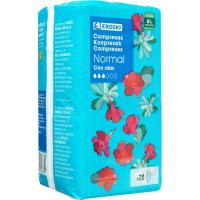 Compresa ultra normal con alas EROSKI, paquete 28 unid.