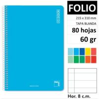 Cuaderno de espiral Folio, rayado 1 línea horizontal, tapa de plástico ¿Cuál te llegará? 16419 PACSA, 80 hojas Cuaderno de espiral Folio, rayado 1 línea horizontal, tapa de plástico ¿Cuál te llegará? 16419 PACSA, 80 hojas