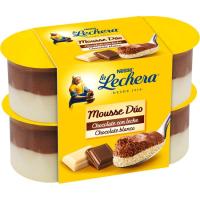 Mousse duo de chocolate blanco LA LECHERA, pack 4x59 g