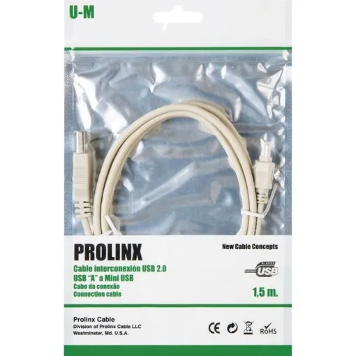 Cable USB 2.0 tipo A macho a Mini USB tipo B macho U-M PROLINX