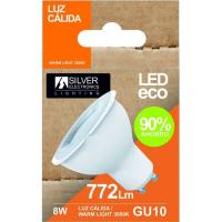 Bombilla Led eco GU10 8W 38° 3000K luz cálida (3000k) SILVER, 1ud Bombilla Led eco GU10 8W 38° 3000K luz cálida (3000k) SILVER, 1ud