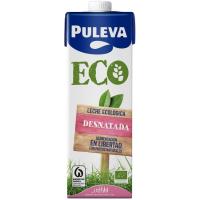 Leche ecológica desnatada PULEVA, brik 1 litro