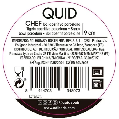 Bol de opal aperitivo Chef LUMINARC, 9x9x4 cm