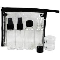 Neceser transparente con accesorios de viaje rellenables, apto para cabina Neceser transparente con accesorios de viaje rellenables, apto para cabina