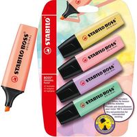 Marcador fluorescente 4 colores pastel Boss STABILO, pack 4uds