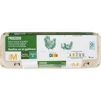 Huevo fresco M suelo EROSKI, cartón 1 docena