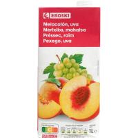 Bebida de melocotón y uva EROSKI, brik 1 litro
