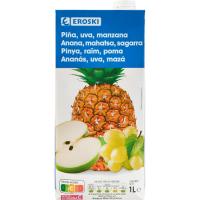 Zumo de piña, manzana y uva EROSKI, brik 1 litro Zumo de piña, manzana y uva EROSKI, brik 1 litro