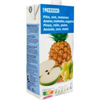 Zumo de piña, manzana y uva EROSKI, brik 1 litro