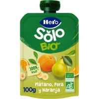 Sólo fruta eco de pera-plátano-naranja HERO, doypack 100 g