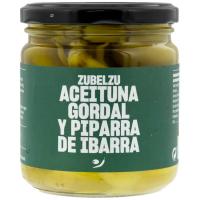 Aceitunas gordal con guindilla de Ibarra ZUBELZU, frasco 140 g